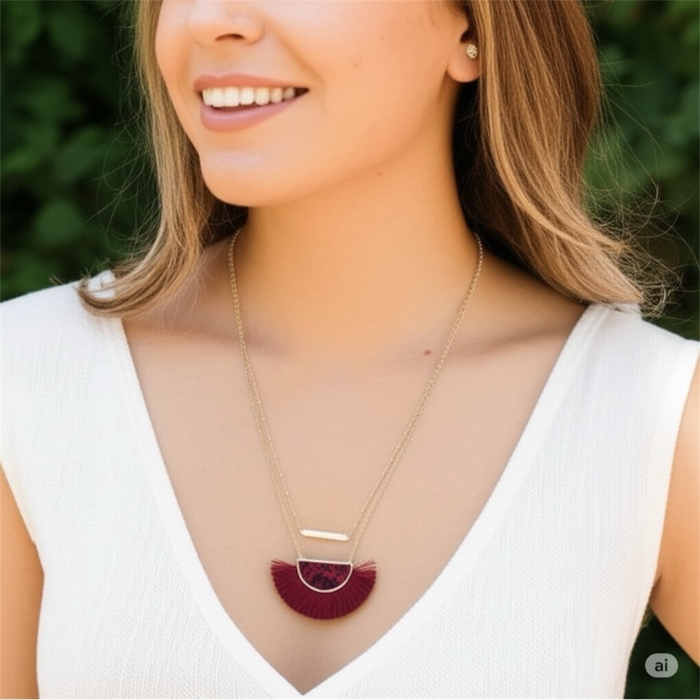 Gold Bar Snakeskin Fringe Layered Necklace